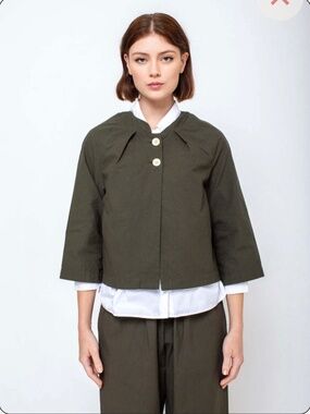 Cropped Green Cotton Jacket